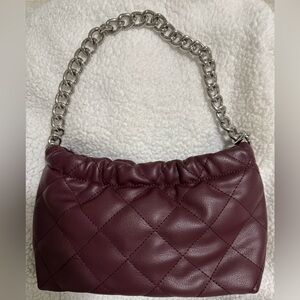 Quilted Burgundy Chain Shoulder Bag